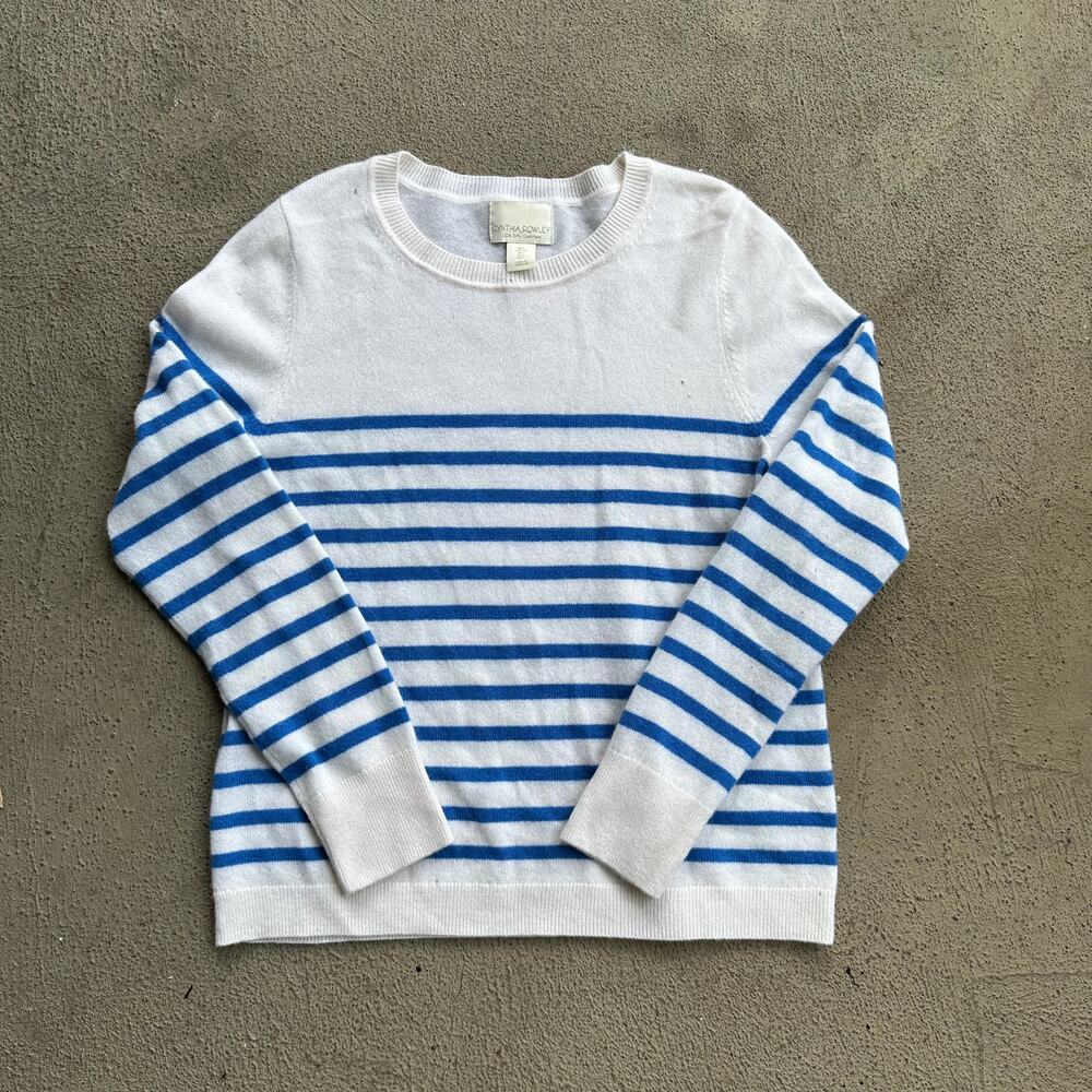 Cynthia Rowley 100% Cashmere Breton Stripe Sweater Size L